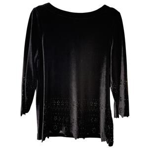 Vintage KC SPENCER Velvet Whimsigoth Black Size 8 Modest Witchy 3/4 Sleeve Tunic